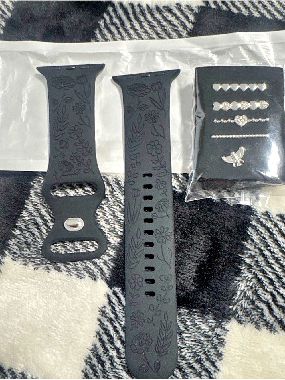 Floral Watch Bands with Silver Jewelry